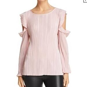 nwt BB Dakota I'm A Professional Plissé Blouse Mauve Rose Ruffle size L